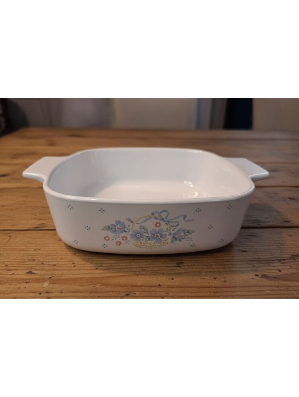 VTG CorningWare Country Cornflower Ribbon Basket Design Casserole Dish 1 Liter